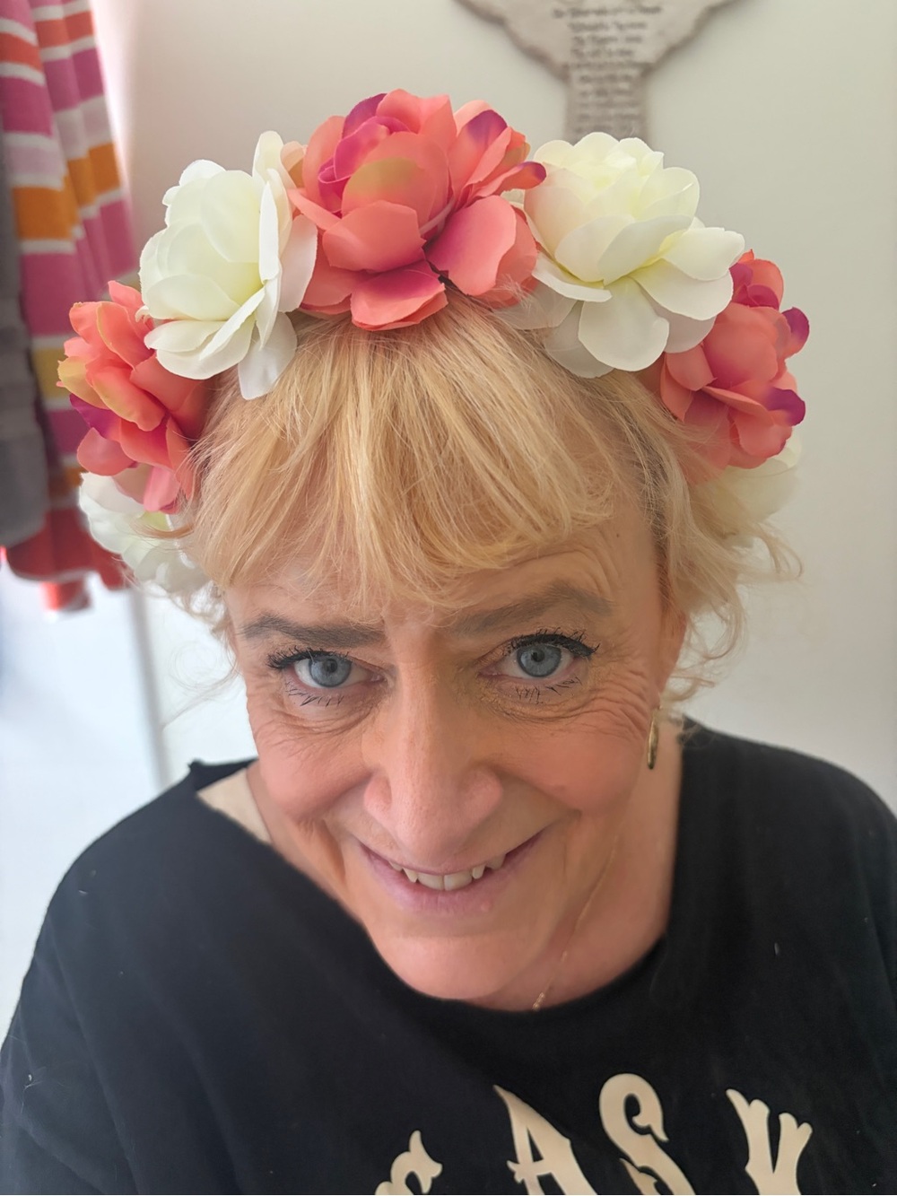 Floral Headband Crown in Coral and Cream - Women Hair Accessory New Beautiful!